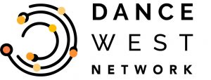Dance West Network logo of concentric semi-circles with orange dots